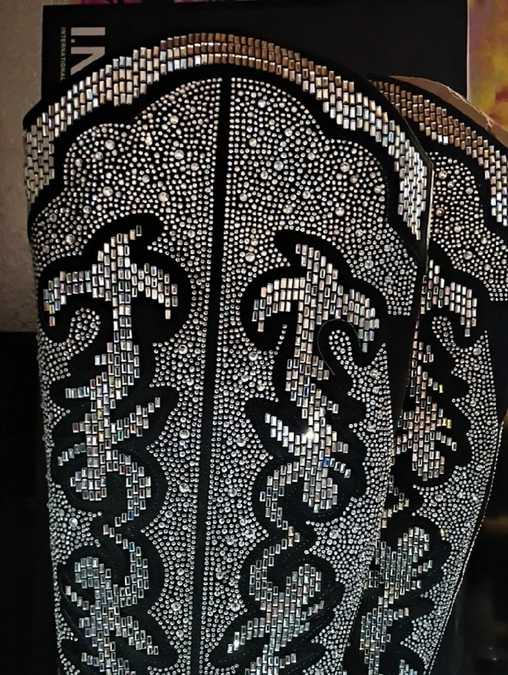 INC International Concepts Black Rhinestone Over-the-Knee Boots